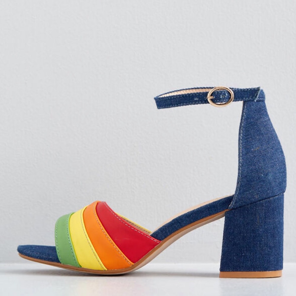Rainbow and Denim Block Heels by ModCloth NWOB